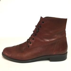 Nine West Lace Up Ankle Bootie Boots Brown